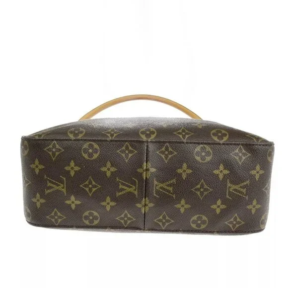 LOUIS VUITTON Logo Looping GM Shoulder Bag Monogram Leather Brown M51145 89FA801